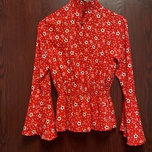 True Destiny flower bell sleeve blouse